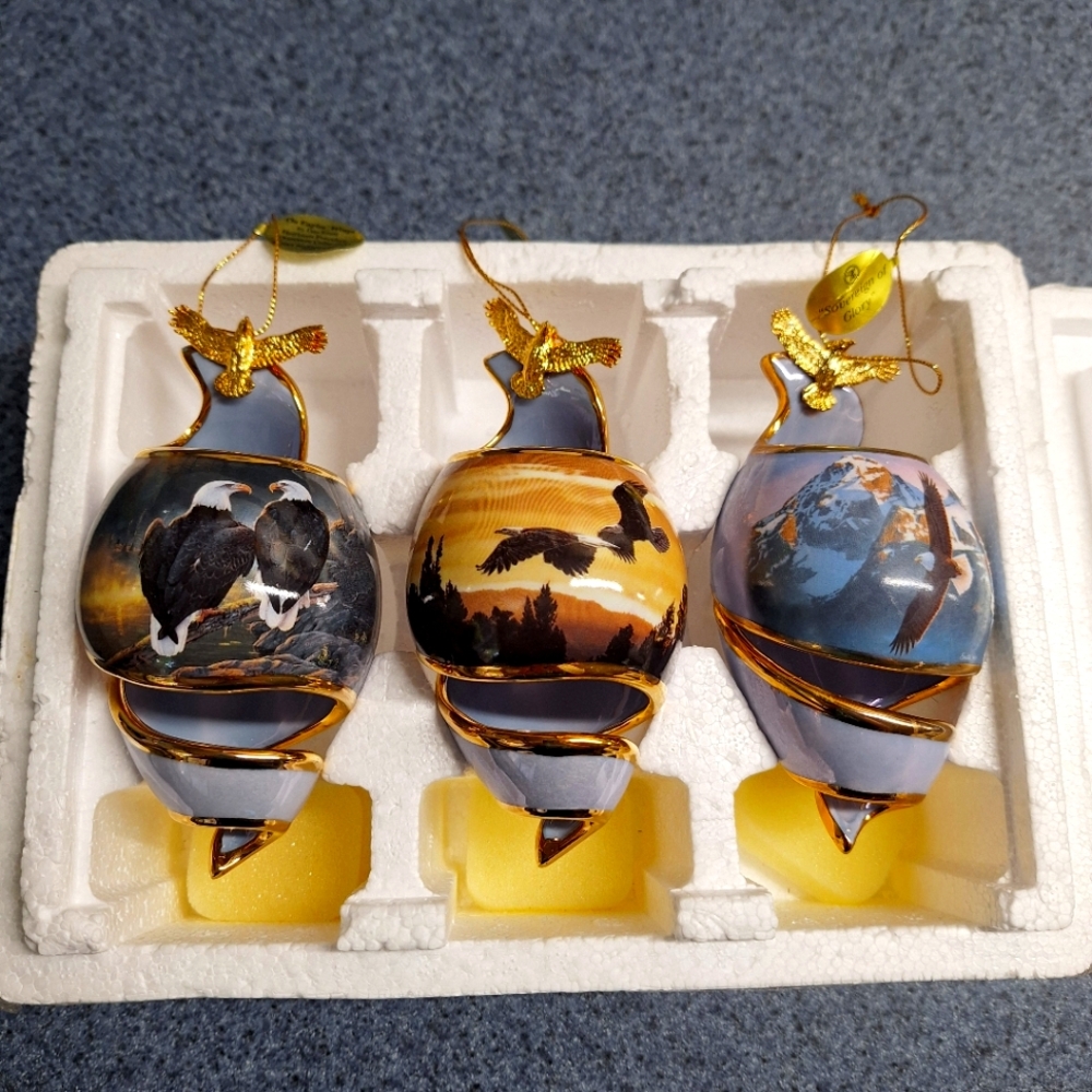 Bradford Editions "On Eagles Wings" Heirloom Porcelain Ornaments, 2001 & 2000